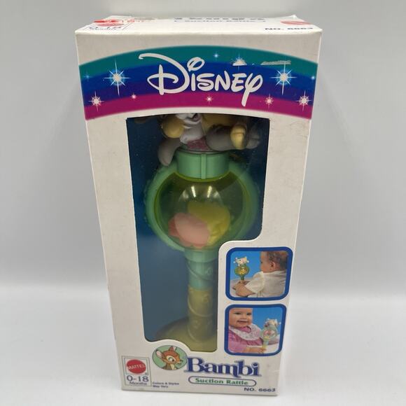 Vintage 90s Disney Bambi Thumper Suction Rattle - New! - Picture 2 of 12